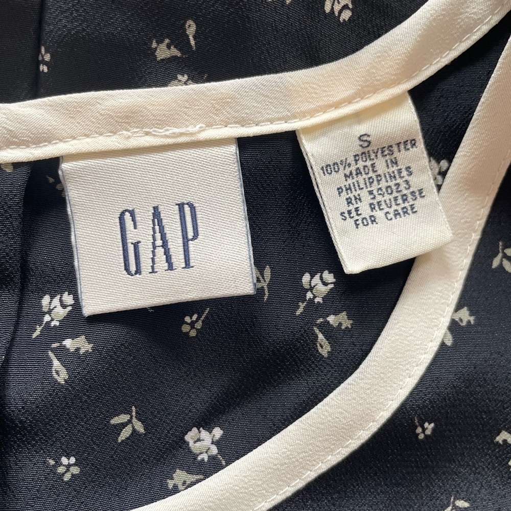 Vintage 90s GAP Black and Cream Floral Sleeveless Dress, size small - Picture 6 of 6